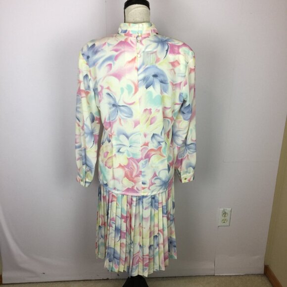 Vintage Miss Sophisticates Pendleton Skirt Blouse Set 10 Womens Pink Floral - Picture 3 of 16